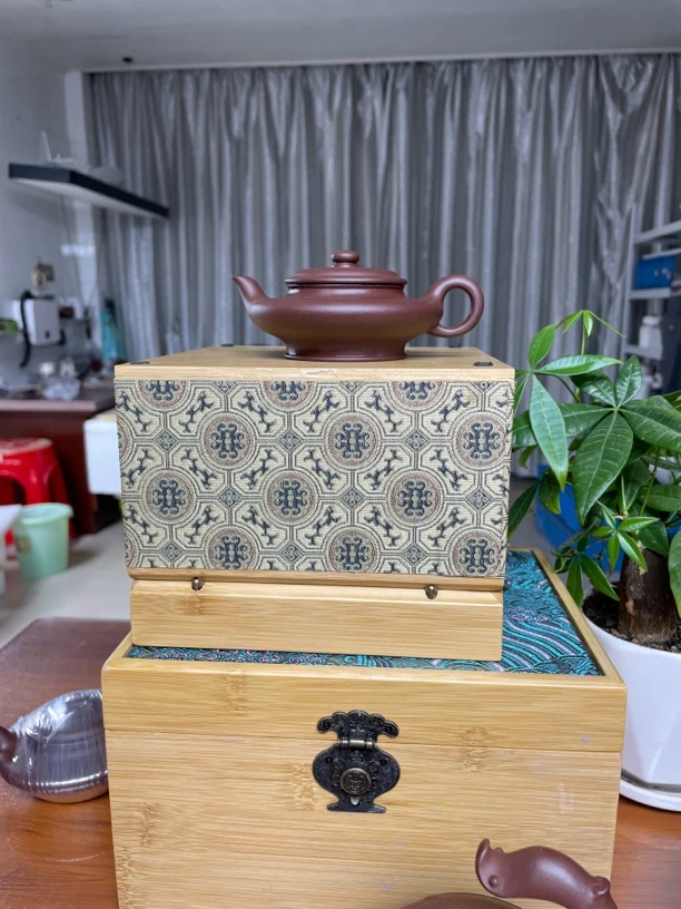 虚扁紫砂壶110cc40目深井紫泥半手工拍打成型紫砂茶具