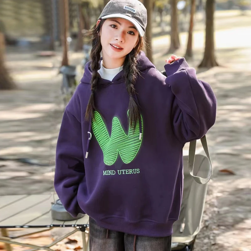 儿童加绒卫衣冬季2024新款洋气装百搭时尚女孩绒衫韩版圆领连帽