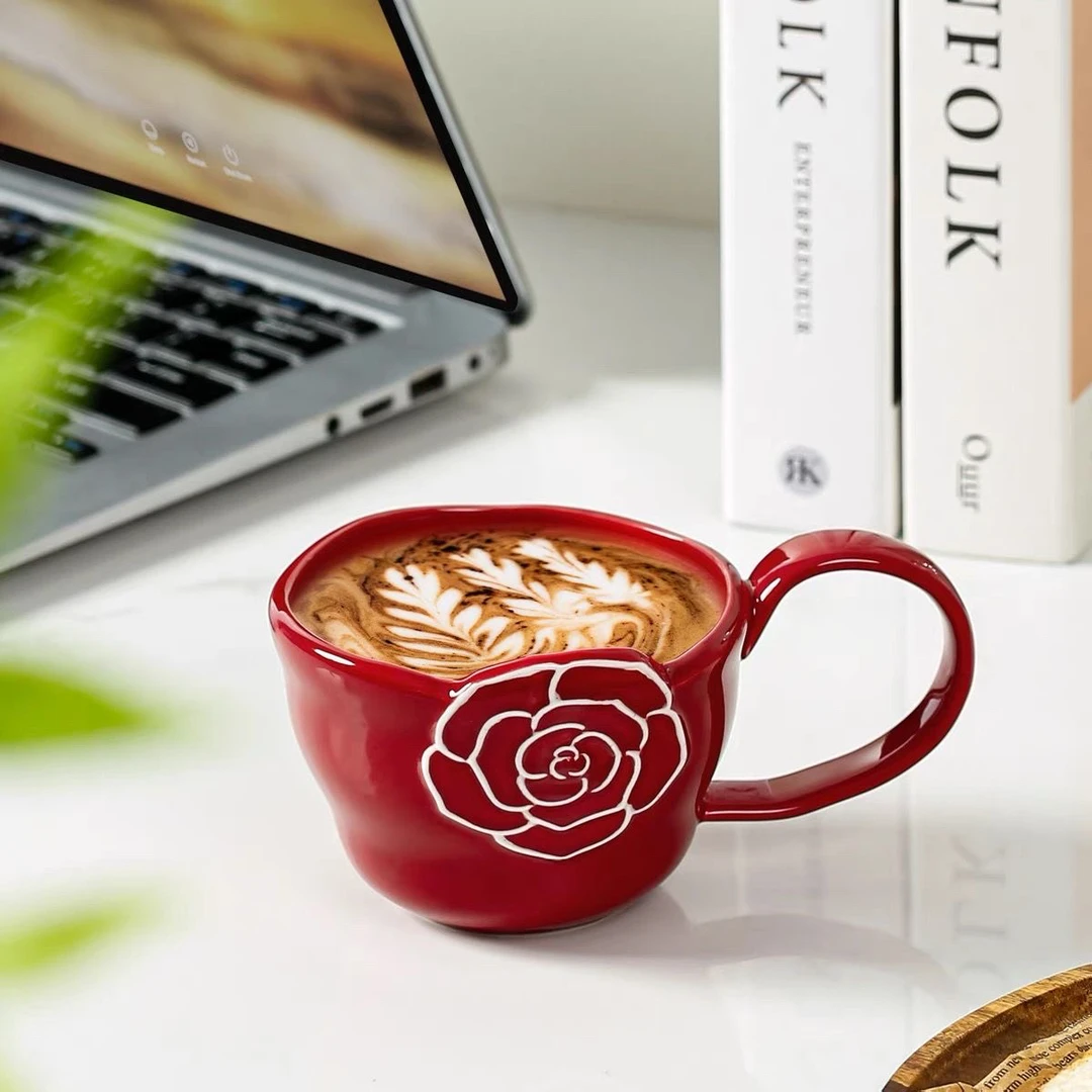 网红玫瑰花型咖啡杯礼盒包装伴手礼新疆包邮