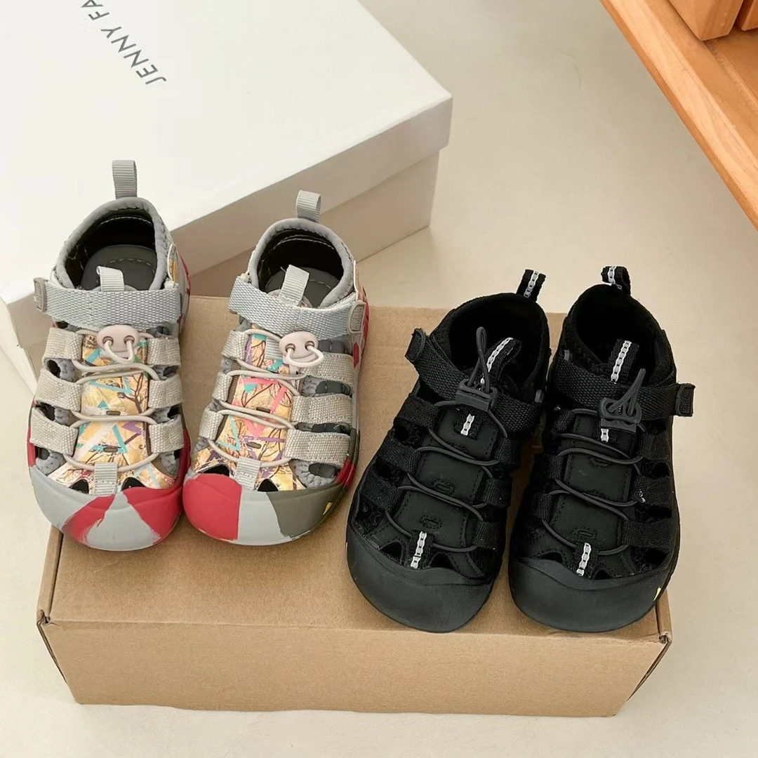 儿童包头凉鞋2024夏季新款KE时尚登山男童休闲鞋女童迷彩EN朔溪鞋