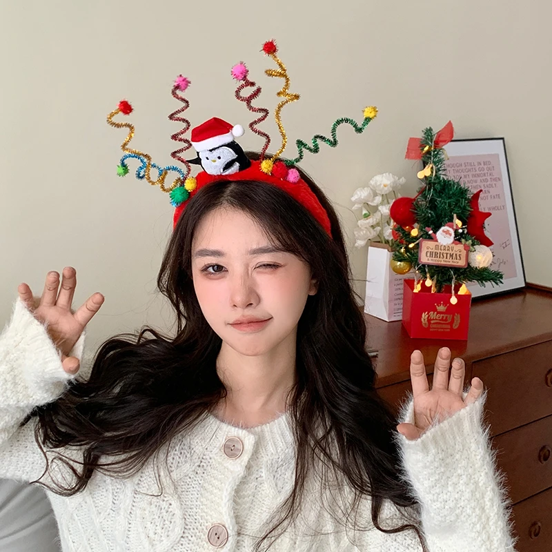 圣诞发箍女2023新款圣诞老人扭扭棒头箍节日派对拍照装扮道具饰品