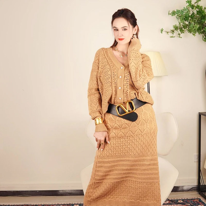 【我的恋人】新款套装时尚百搭宽松毛衣套装遮肚加肥加大轻奢气质