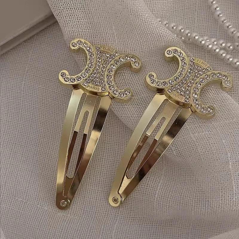 法式复古金色闪钻发夹女边夹高级感侧边发卡BB夹碎发刘海夹子头饰