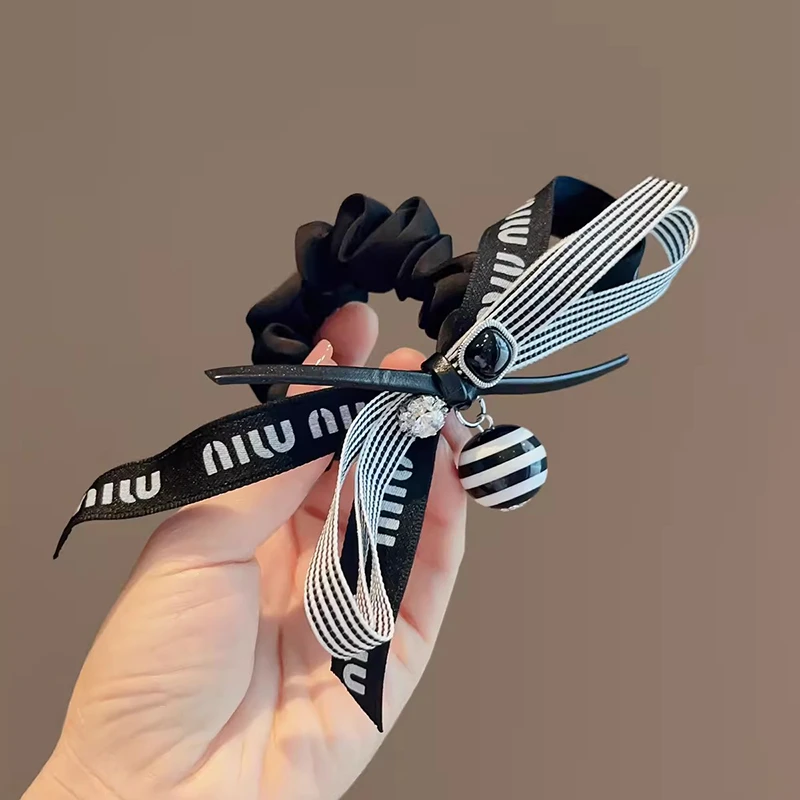 小步舞曲~新款字母飘带蝴蝶结小众设计大肠圈ins发圈发绳头绳发饰