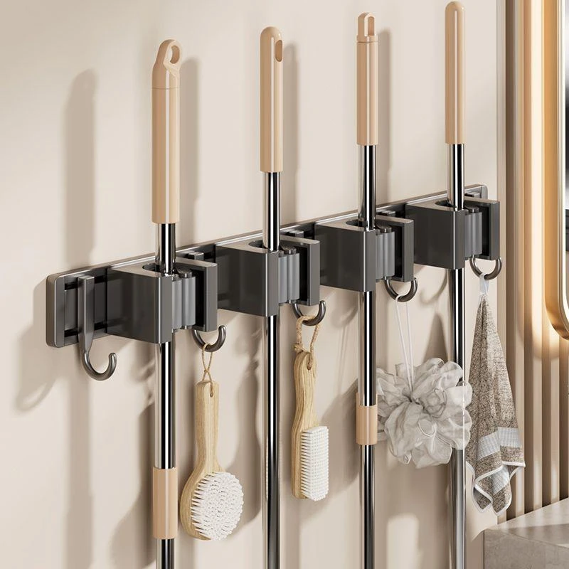 拖把加大夹挂钩枪灰太空铝免打孔卫生间浴室多功能墙面扫把固定架