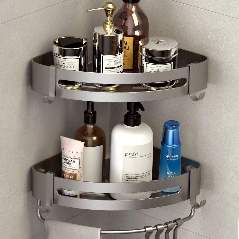 陶市枪灰卫生间置物架浴室三角架子免安装厕所洗发水洗漱台收纳架