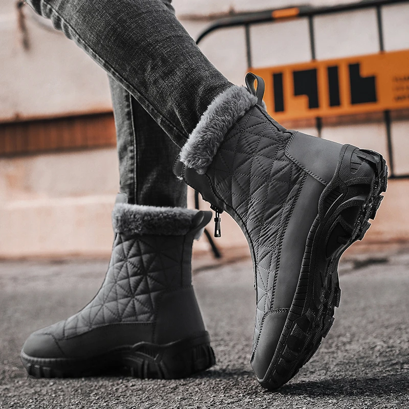 俄罗斯防寒靴东北羽绒雪地靴男加绒加厚零下抗冻拉链棉靴46防滑47