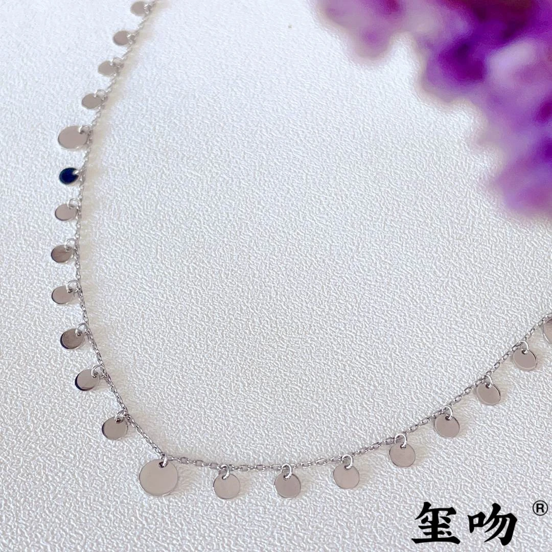 链子925银 【玺吻】似水流年圆片亮片小众设计感锁骨链45cm XL091