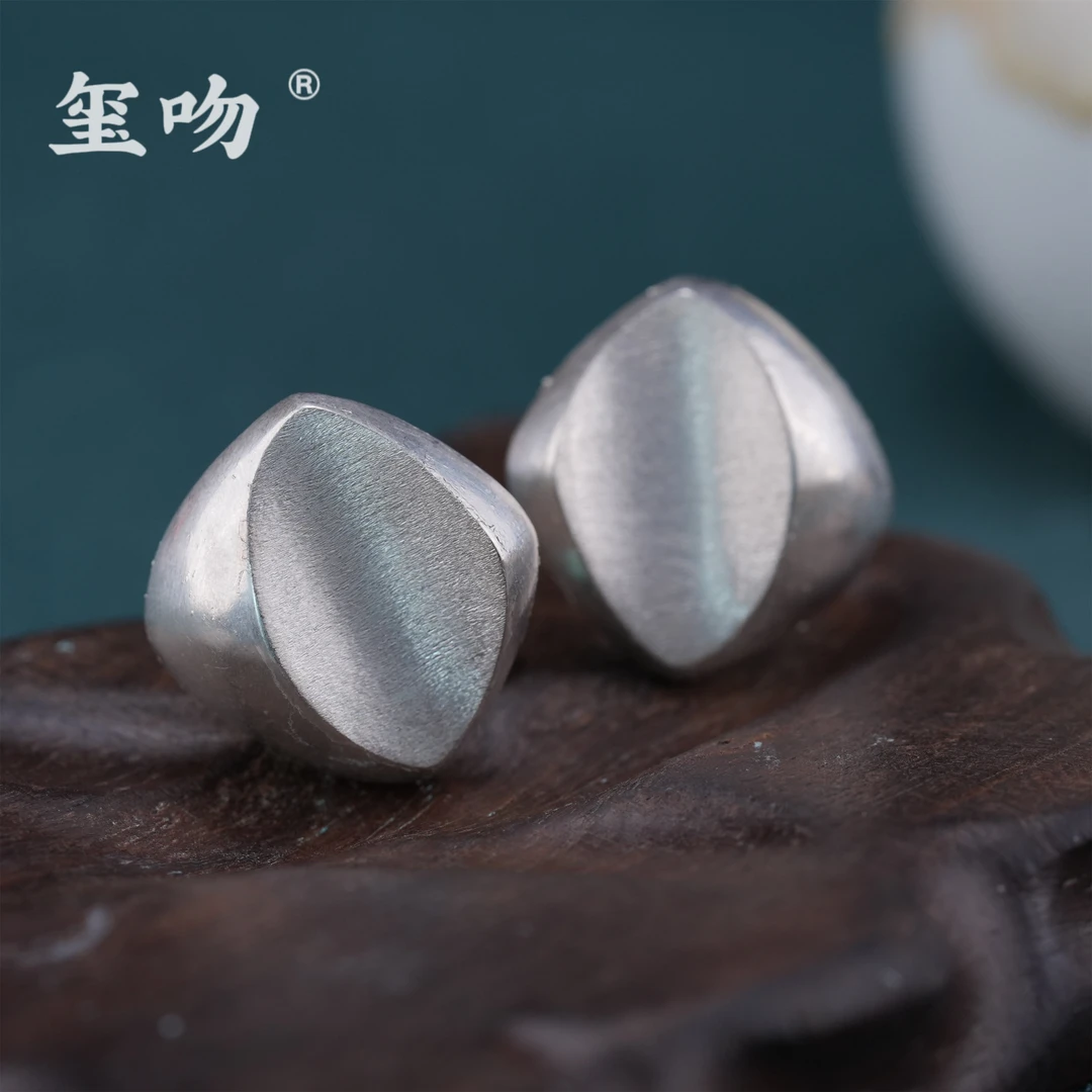 925银银制品 【玺吻】简约小众设计感大银碗不规则形状耳扣ES254