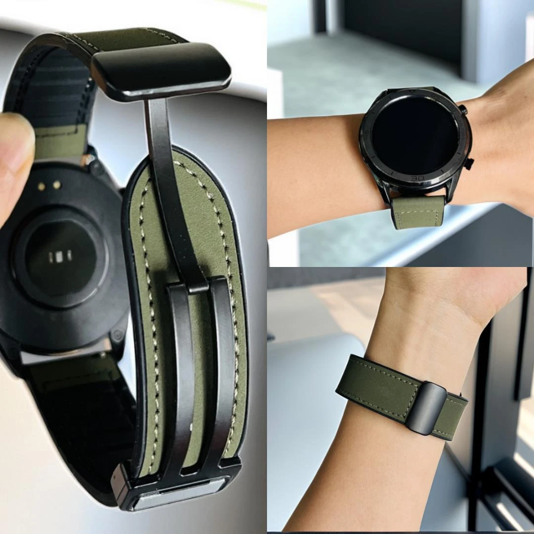 适用华为GT4手表带快速折叠磁吸表带华为GT3/GT2硅胶贴皮表带男女
