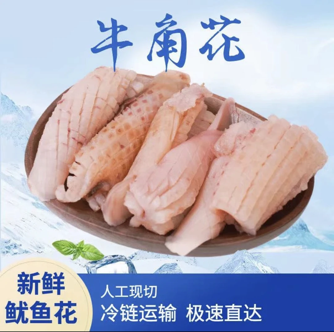 新鲜鱿鱼耳花 牛角花 连云港发货