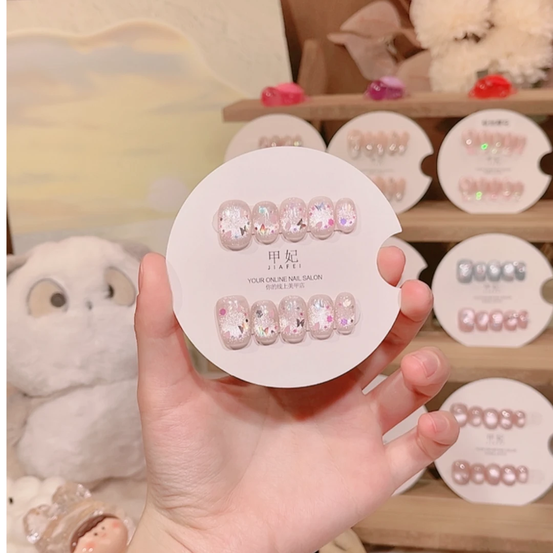 甲妃【莫奈花园】高级显白裸色手工贴贴少女感纯手工穿戴甲