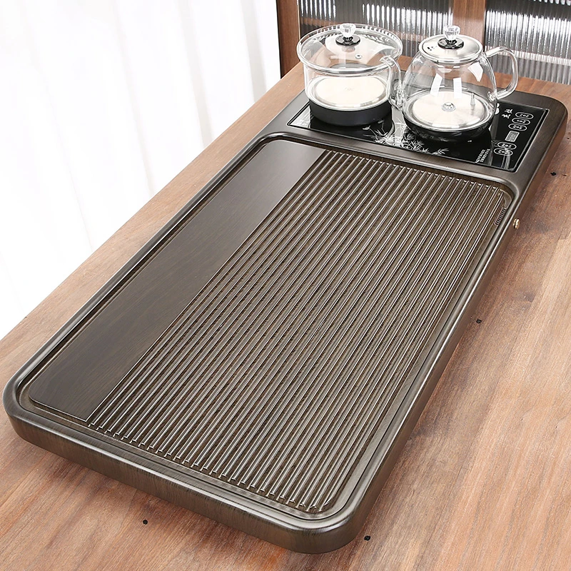 整套茶具套装全自动烧水壶一体实木茶盘家用客厅泡茶功夫茶台简约