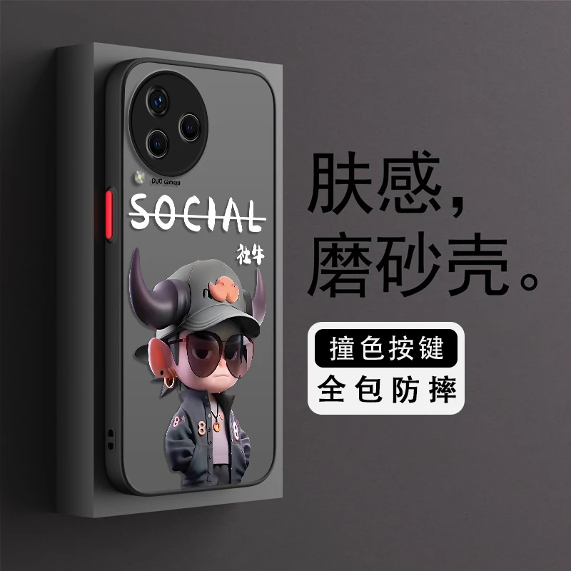 小米Civi3手机壳肤感磨砂防摔保护套全包墨黑社牛网红潮