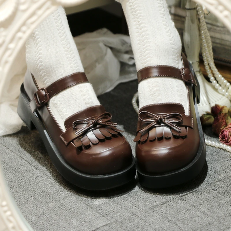 久久lolita原创八音盒洛丽塔浅口圆头日系学院风复古厚底学生女鞋