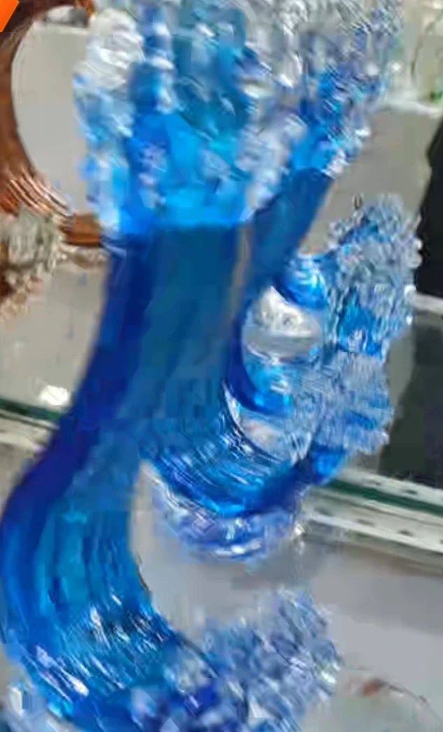 琉璃4号天蓝色风生水起桌面摆件  微瑕品介意慎拍