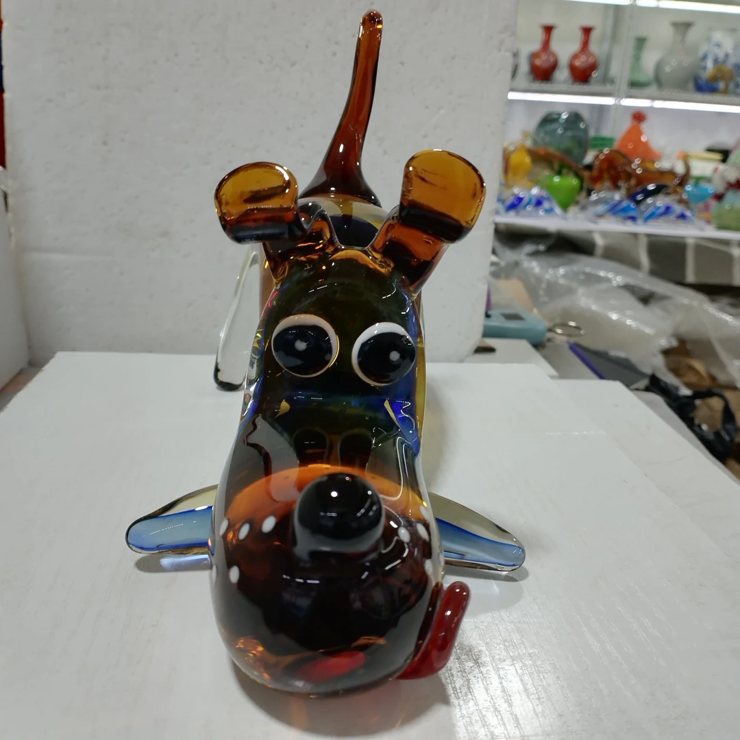 手工琉璃2号抽象特大号反映狗狗可爱摆件装饰客厅蓝色创意工艺品