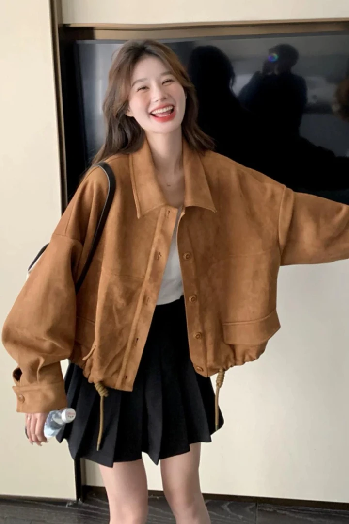 chic短款外套女2025年秋冬新款韩系美拉德穿搭休闲百搭小个子夹克