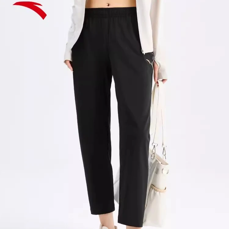 安踏冰丝裤丨针织九分裤女夏季薄款高腰运动裤直筒裤子162427309