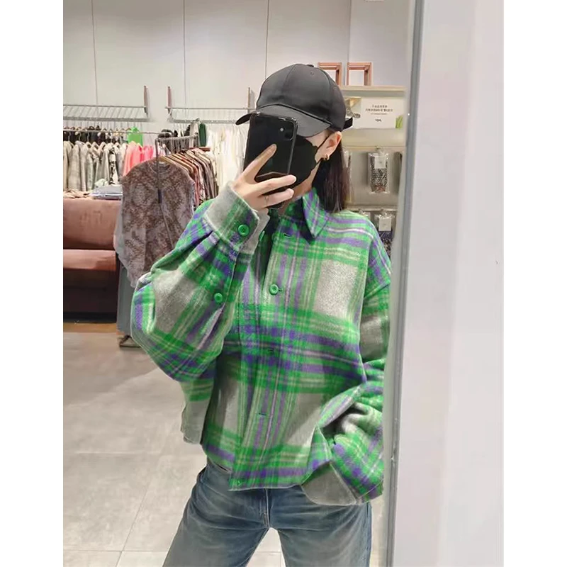 高级感超好看绿色衬衫外套女春季2025新款设计感小众独特别致上衣