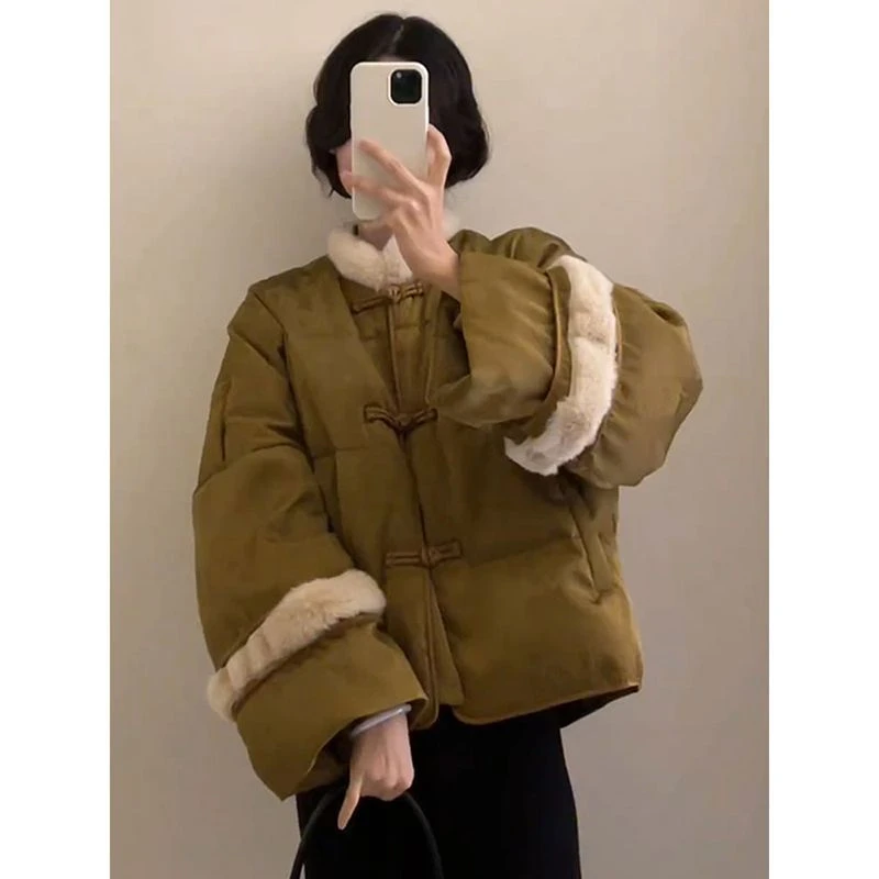 冬季新中式时尚设计感棉服外套女新款高级感复古百搭保暖棉衣上衣