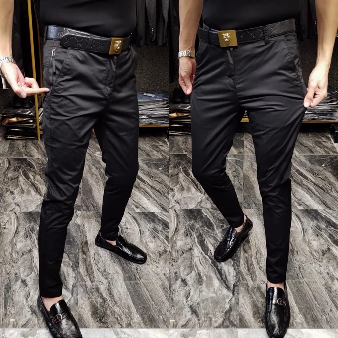 秋冬时尚百搭修身小西裤黑色男士弹力春秋款商务休闲裤男小脚裤子
