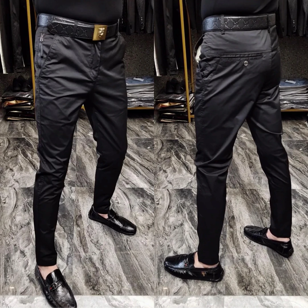 秋冬新款英伦修身小西裤男士潮流黑色弹力青年商务小脚休闲裤男