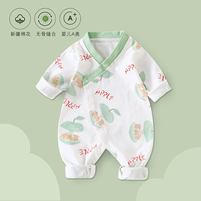 婴儿连体衣春秋纯棉宝宝无骨睡衣新生儿家居和尚衣服外出爬服哈衣