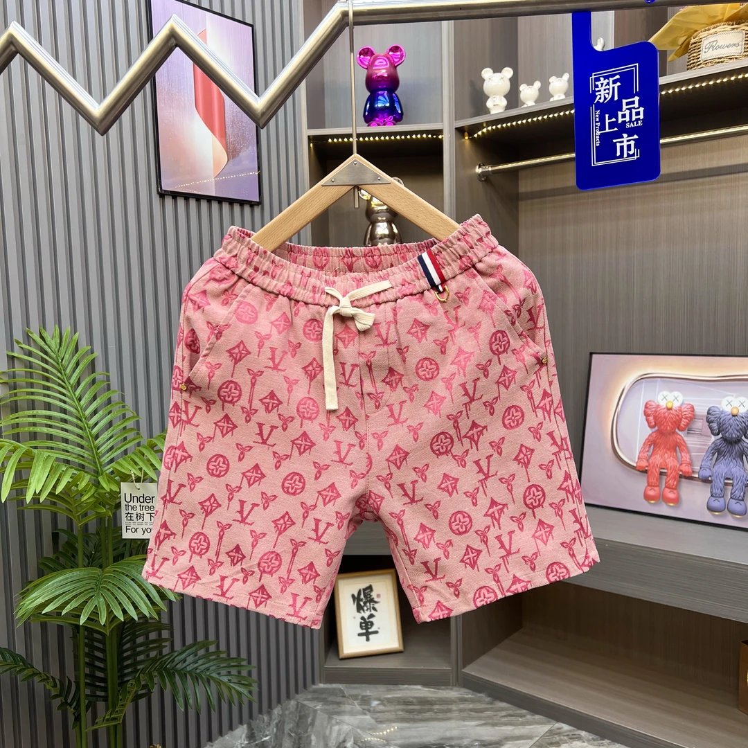 夏季新款潮男痞帅抽绳短裤牛仔布修身五分裤欧货满印透气薄款个性