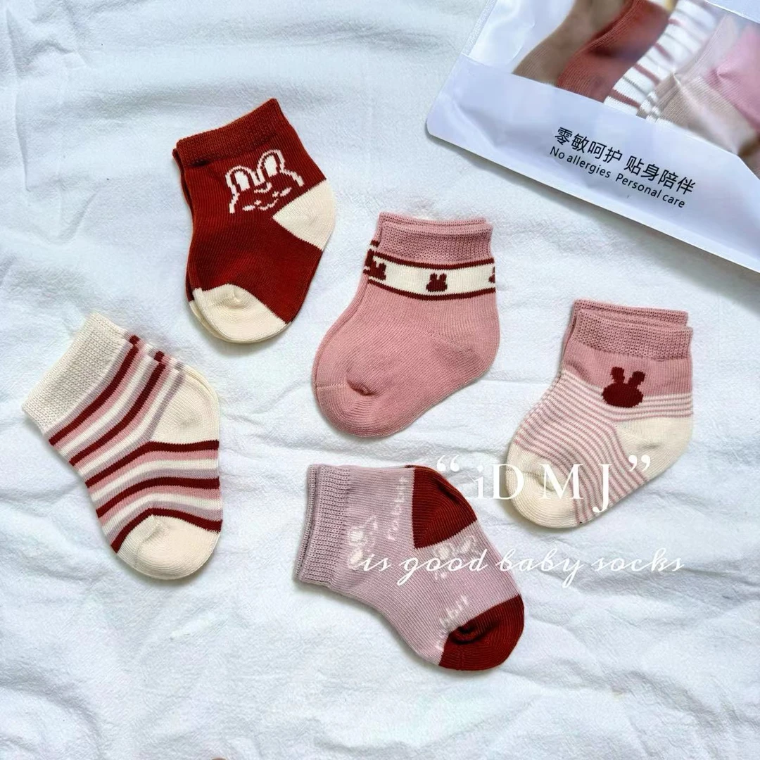 D07四季款春秋男女童洋气百搭中短筒袜  新生儿宝宝袜