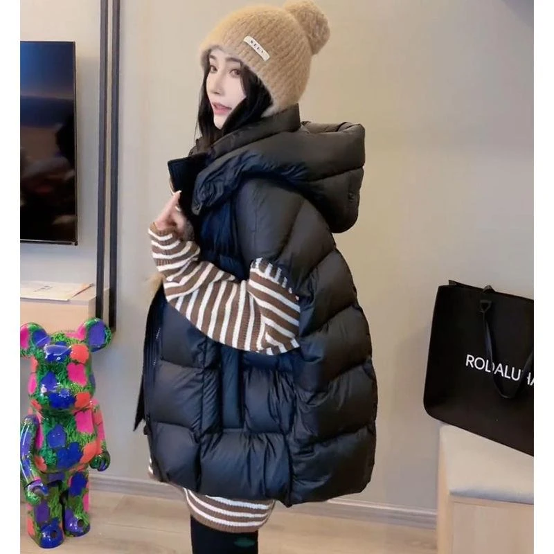 波司断码新款薄羽绒羽绒衣马甲女设计感小众韩版宽松洋气加厚连帽