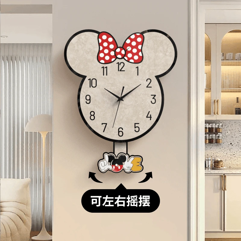 可爱米妮大气挂钟客厅挂墙钟表儿童房餐厅静音时钟摇摆时尚挂钟