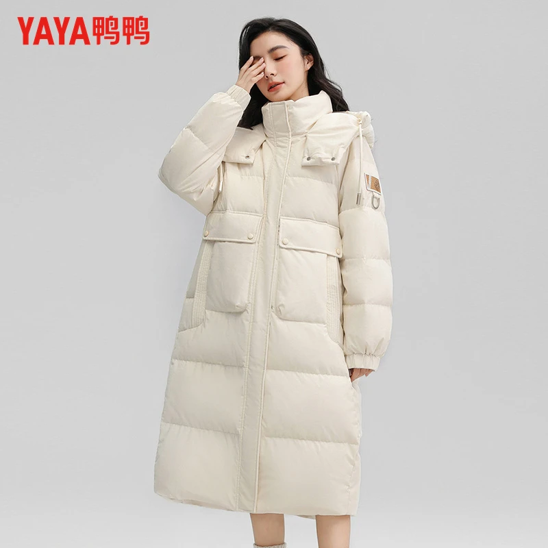 YAYA/鸭鸭羽绒服女款过膝保暖时尚中长款秋冬季户外长袖厚款外套