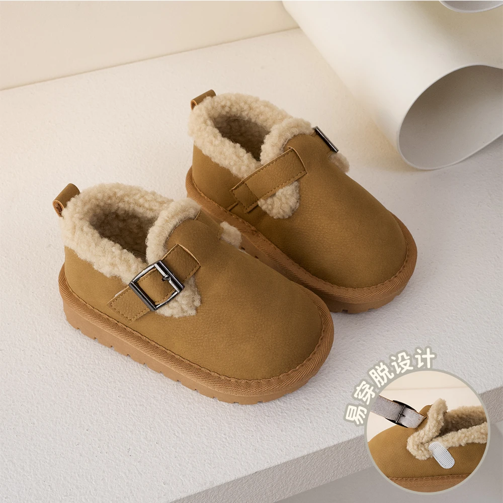 童雪地靴秋冬男女童厚毛保暖一脚蹬童鞋239258