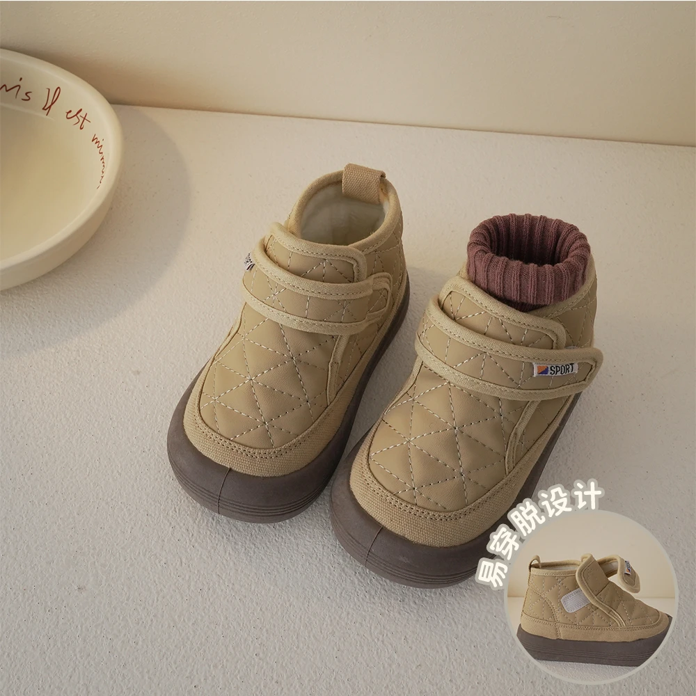 239116中帮软第儿童休闲板鞋时尚魔术贴冬季保暖童鞋