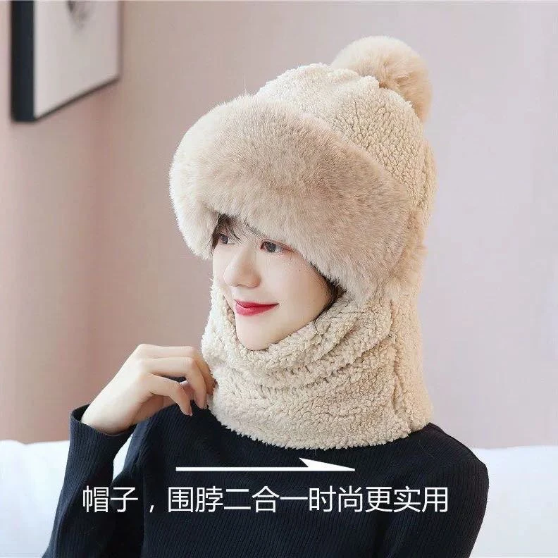 保暖一体加厚帽包头帽针织百搭防寒保暖神器骑车贝雷帽渔夫帽女帽