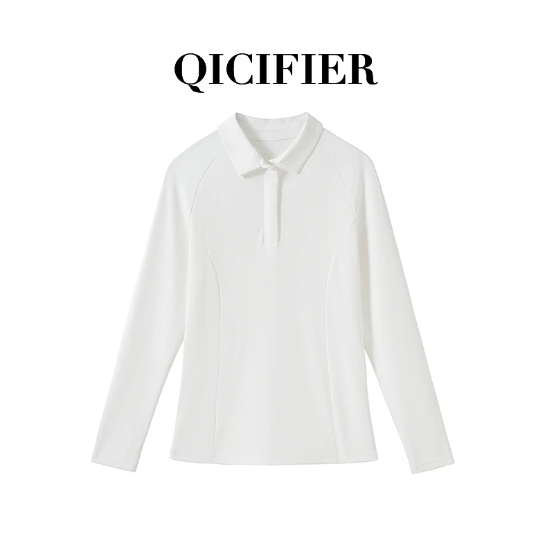 口碑polo高尔夫 白色 春季运动黑卡长袖T恤 3013