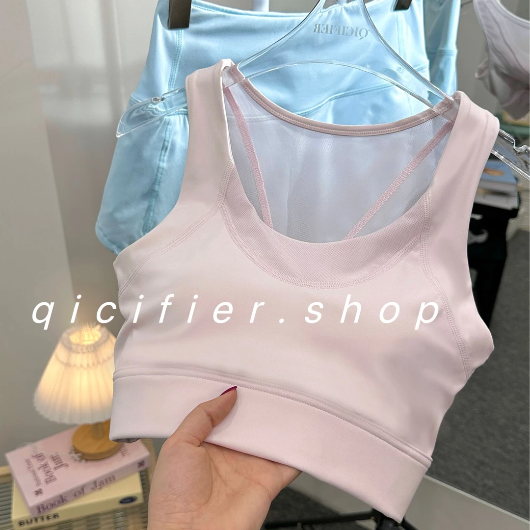 【QICIFIER】蝴蝶美背 浅桃粉网纱运动美背 2983