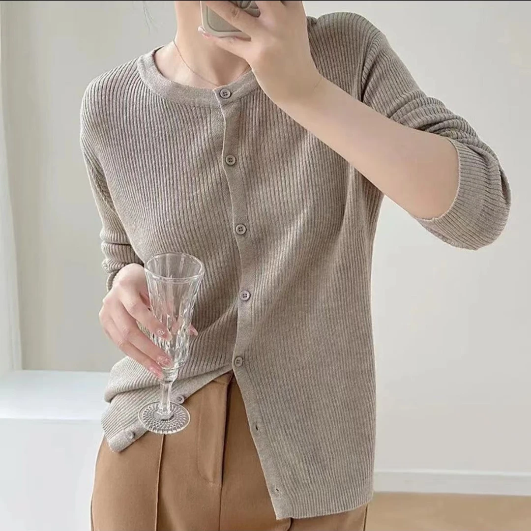 70开衫春秋季单排纽扣显瘦内搭针织开衫长袖上衣