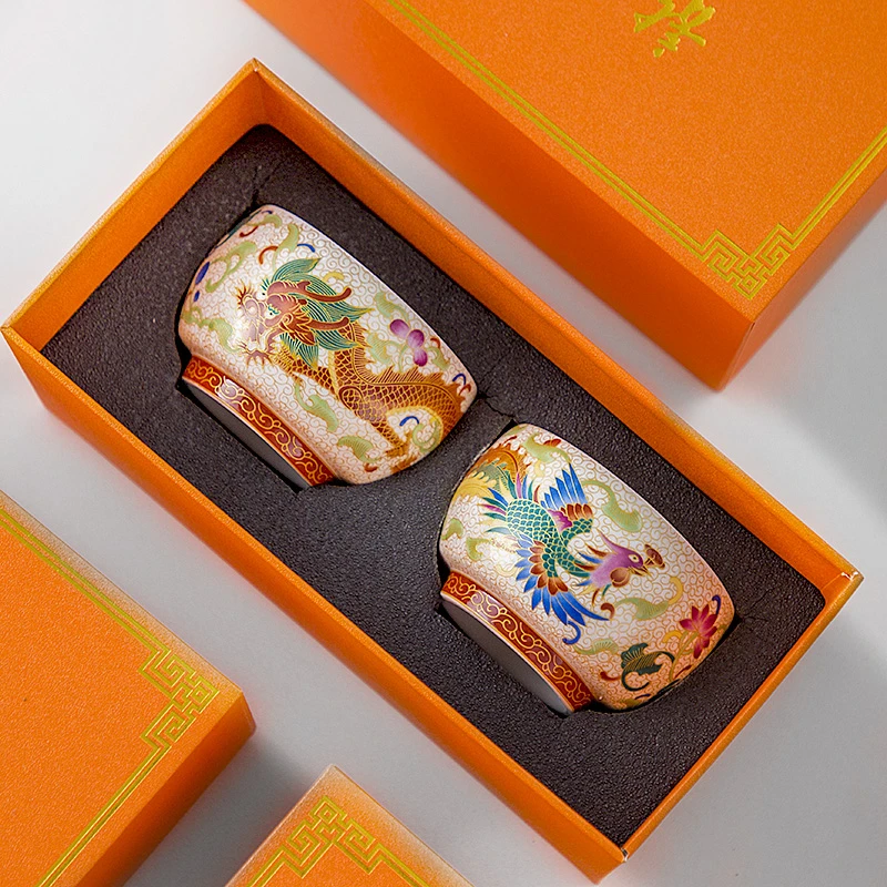 （新人8.88包邮）高端珐琅彩龙杯凤杯主人杯中式国潮