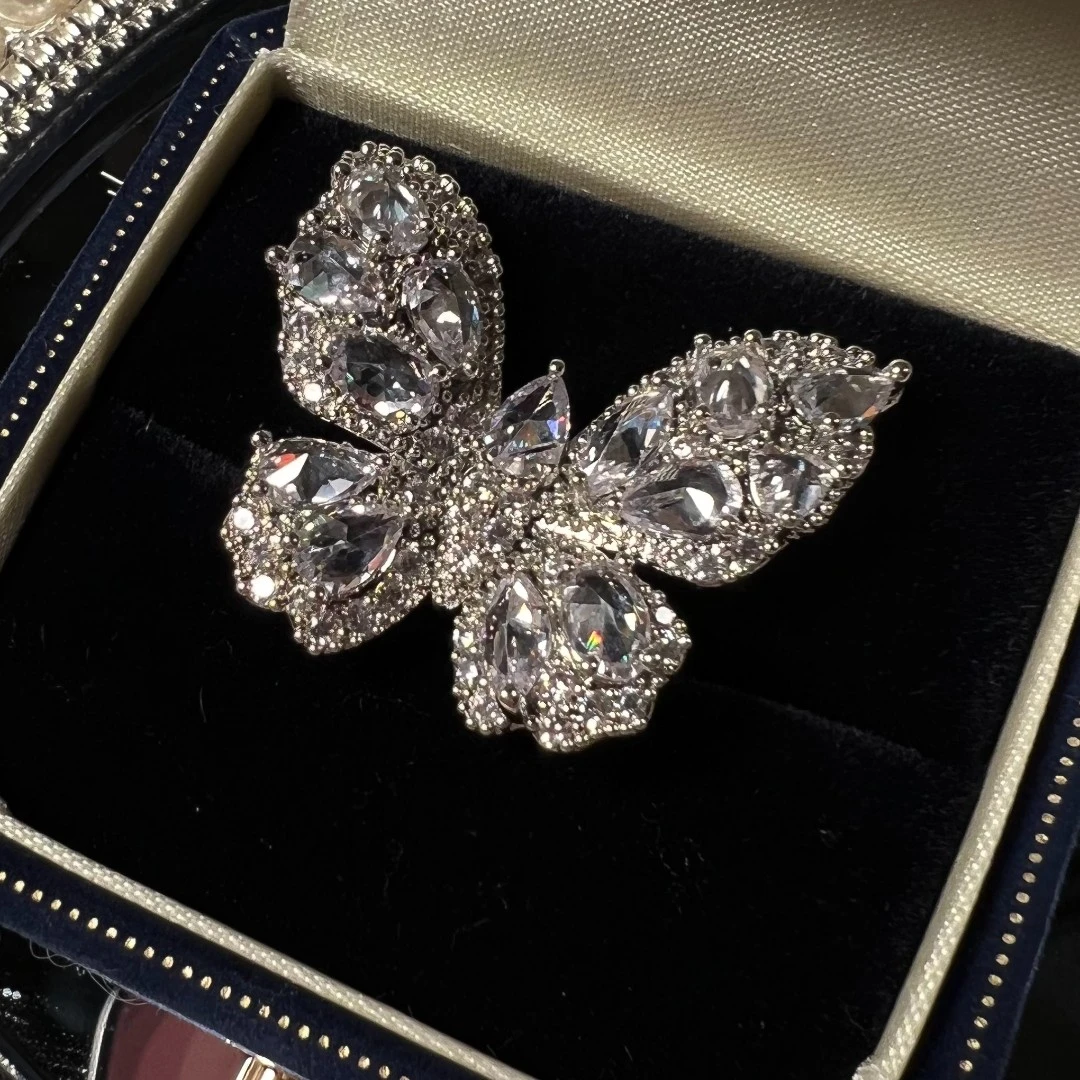 铜合金戒指 【迷情花涧】蝴蝶爆闪轻奢戒指774