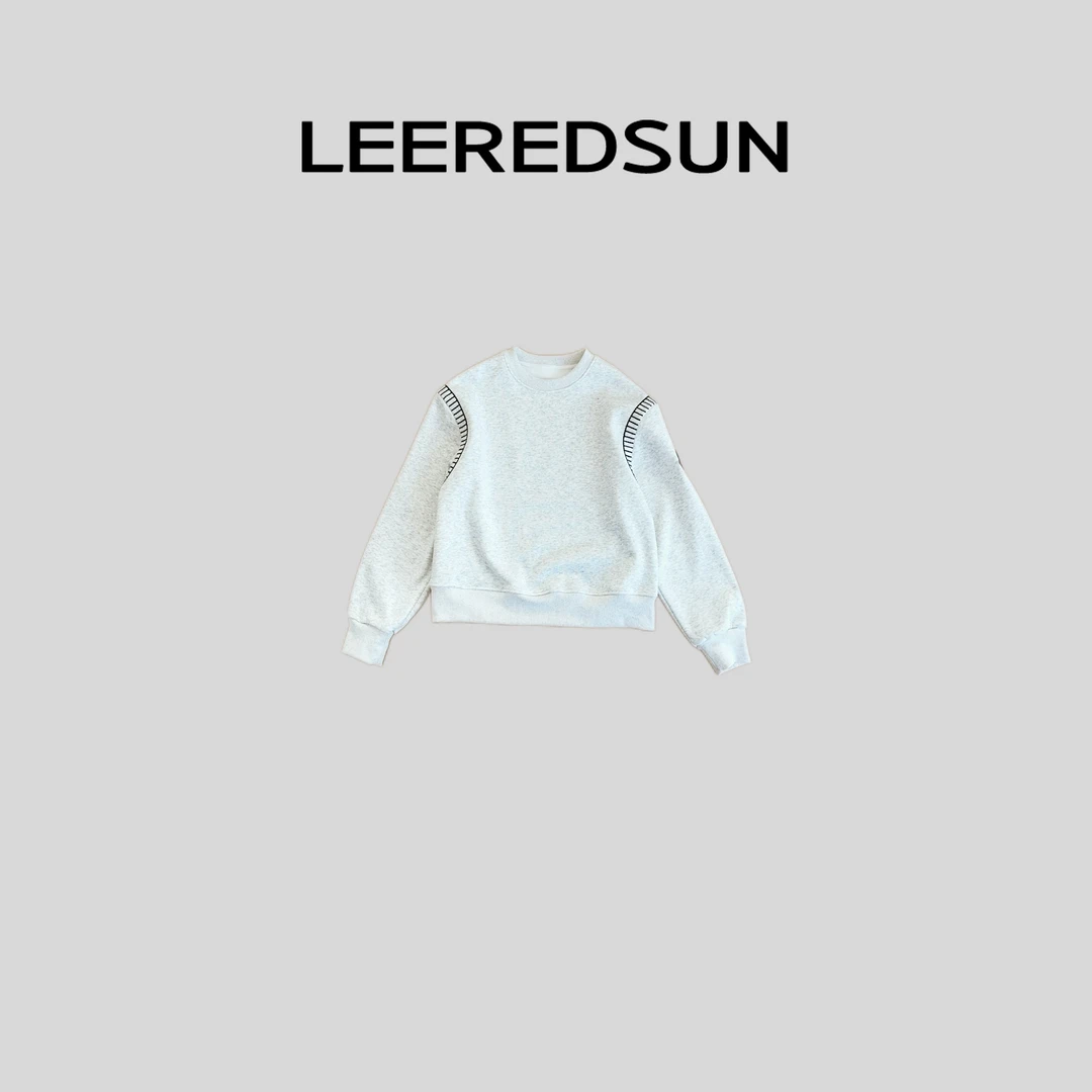 LEEREDSUN "" 撞色绣边百搭圆领加绒卫衣YY01WY3038