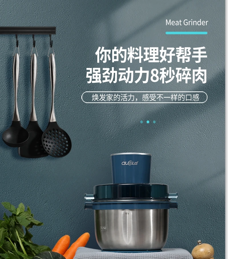 【卡总专属】多功能家用绞肉机蓝色   玻璃瓶