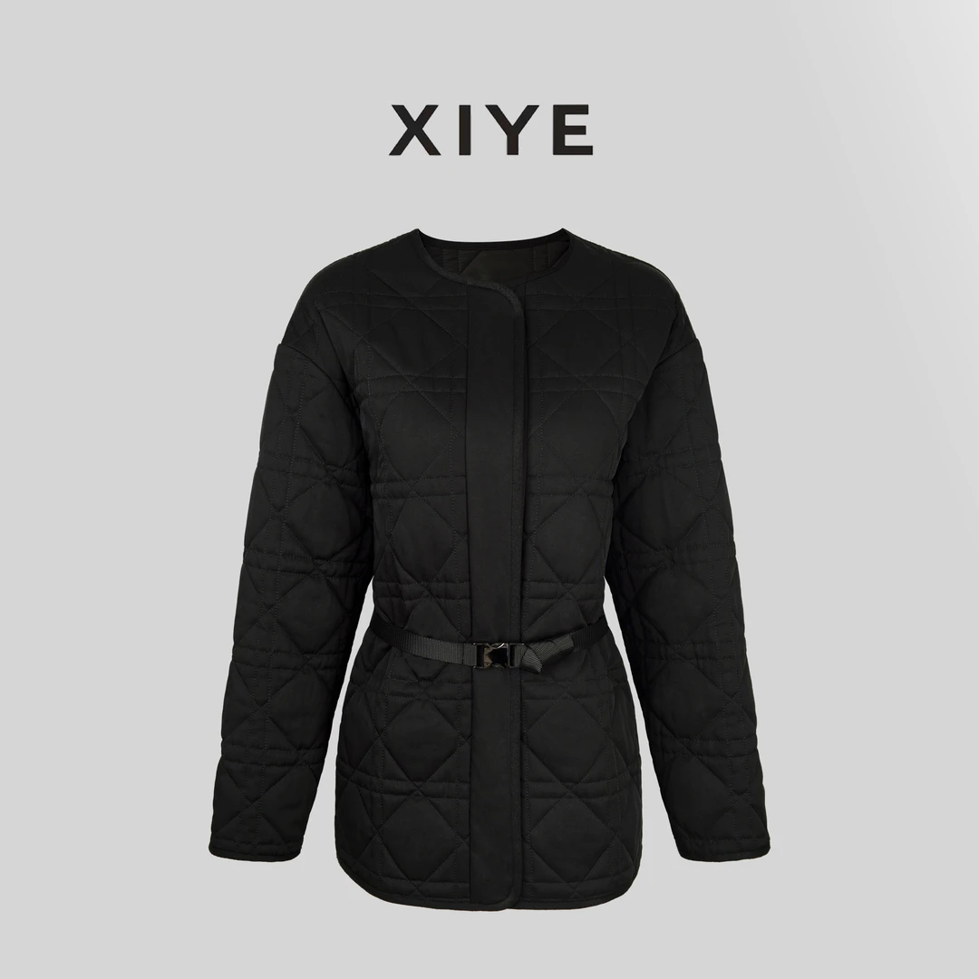 XYE/希野高端轻奢时尚保暖外套百搭休闲简约秋冬格纹棉服  523113