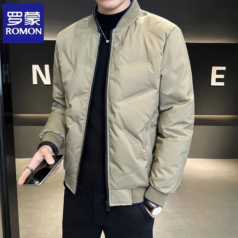 Romon/罗蒙轻薄羽绒服男秋冬季潮牌立领羽绒休闲短款防寒时尚外套