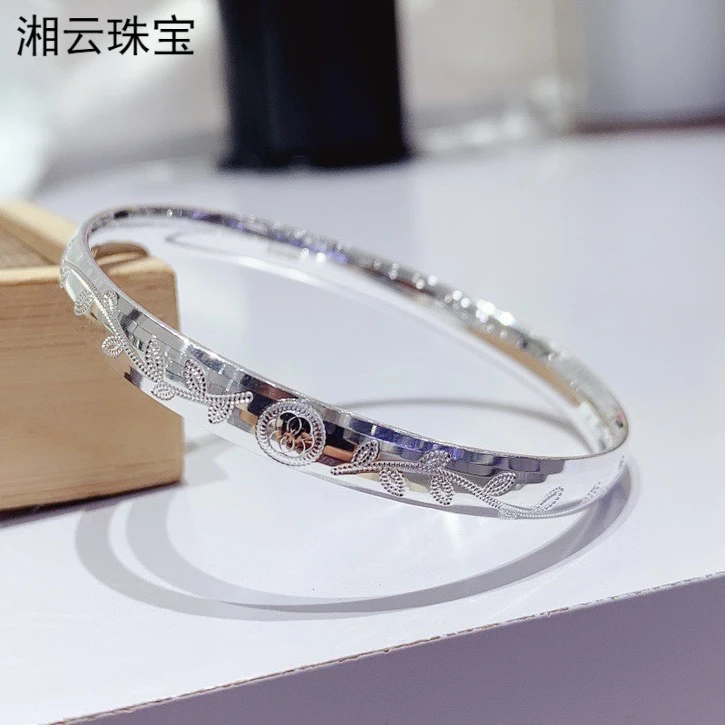 湘云 足银手镯 足银闭口手镯实心贵妃镯子简约百搭光面