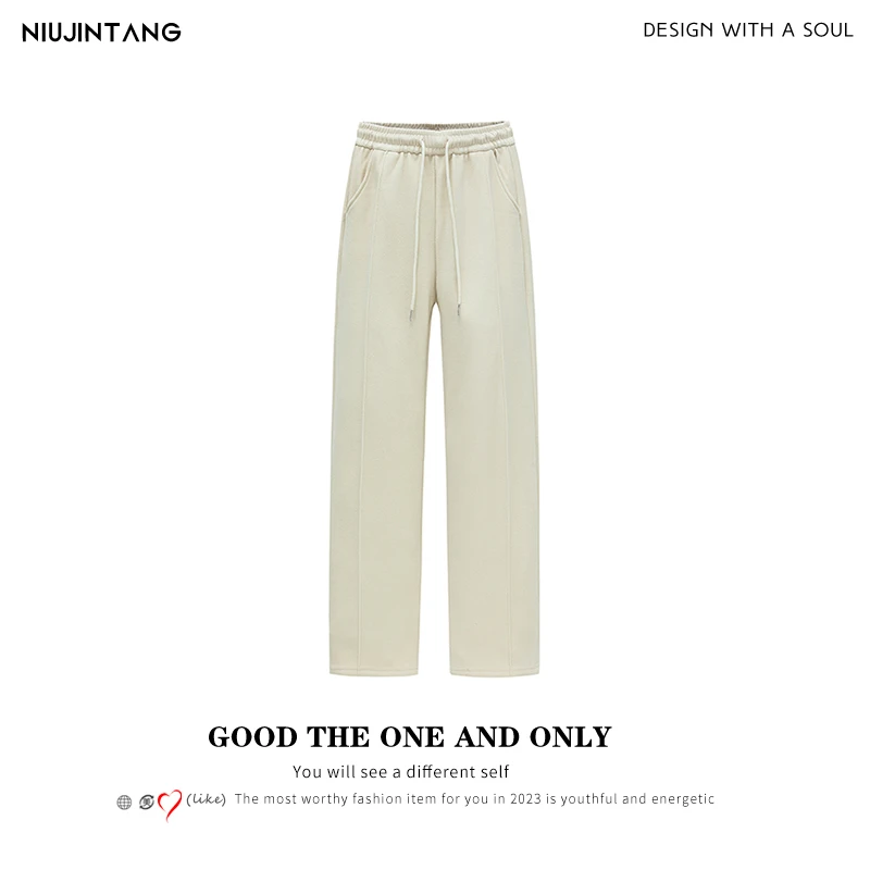 牛筋糖【NJT】加绒保暖中线直筒糯米裤