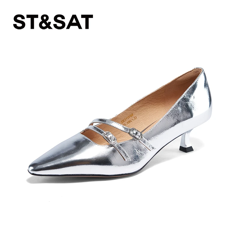 星期六24秋新时髦尖头双扣带细高跟SSC3111194