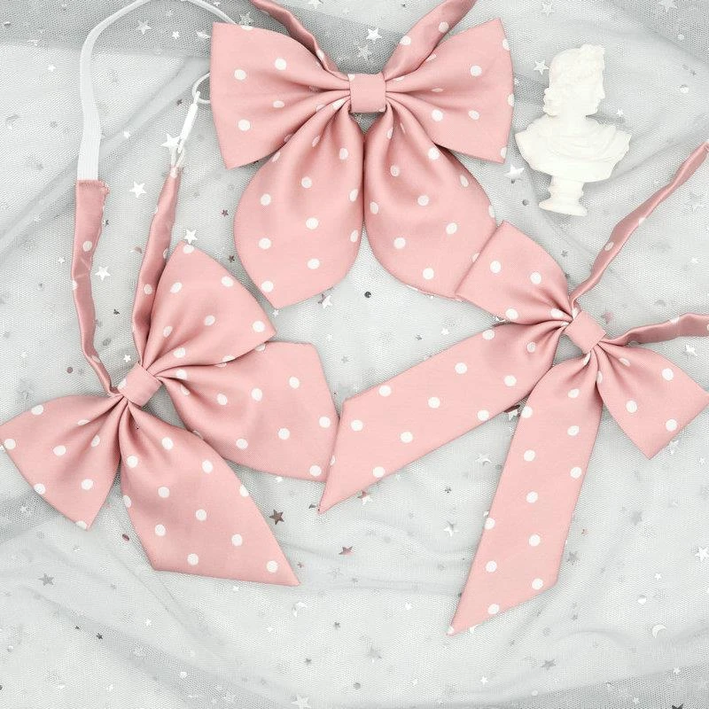 原创JK少女兔耳免打波点羽根领结日系学院风衬衫蝴蝶结配饰小物件