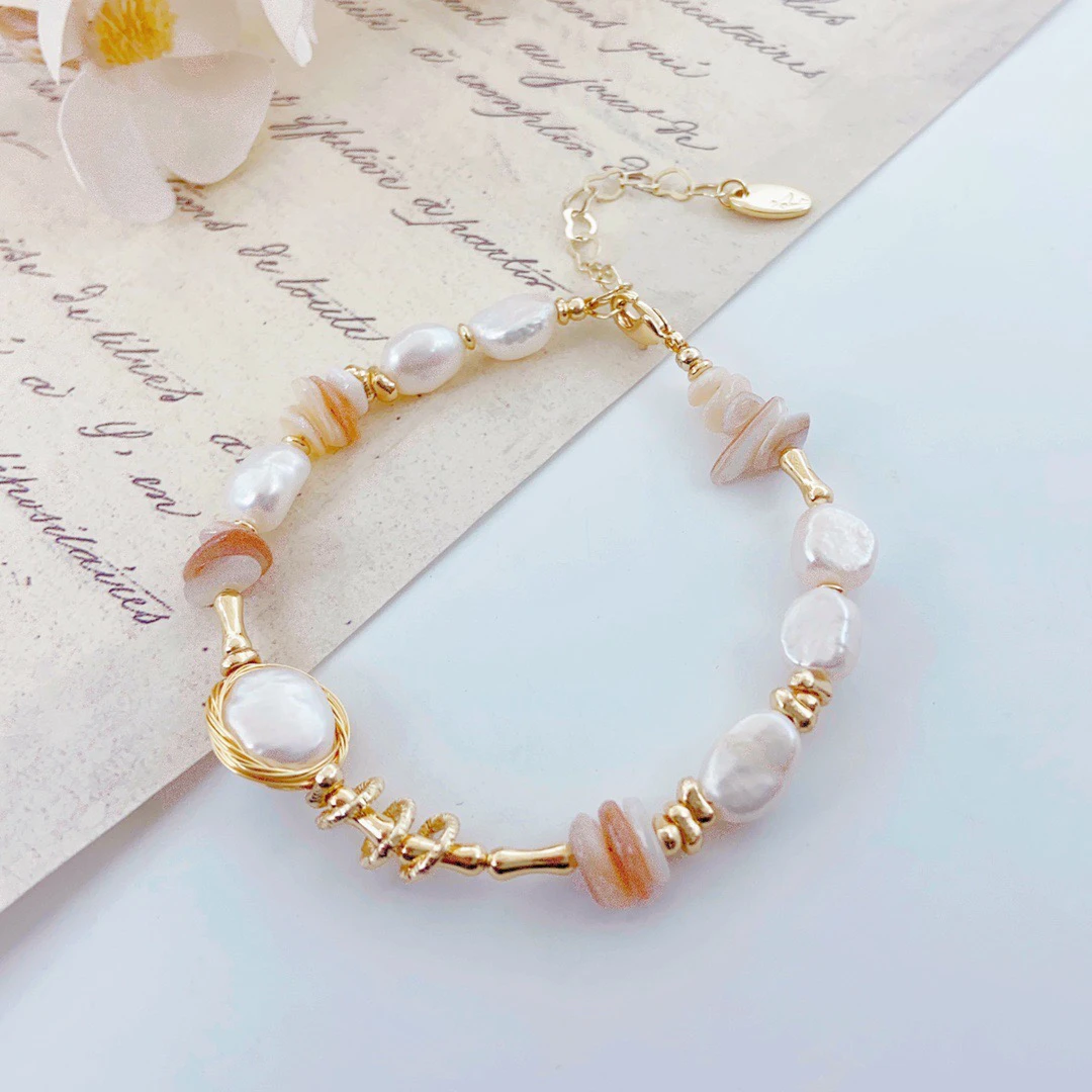 星词福利天然淡水巴洛克珍珠手链时尚百搭款带延长链不挑手围